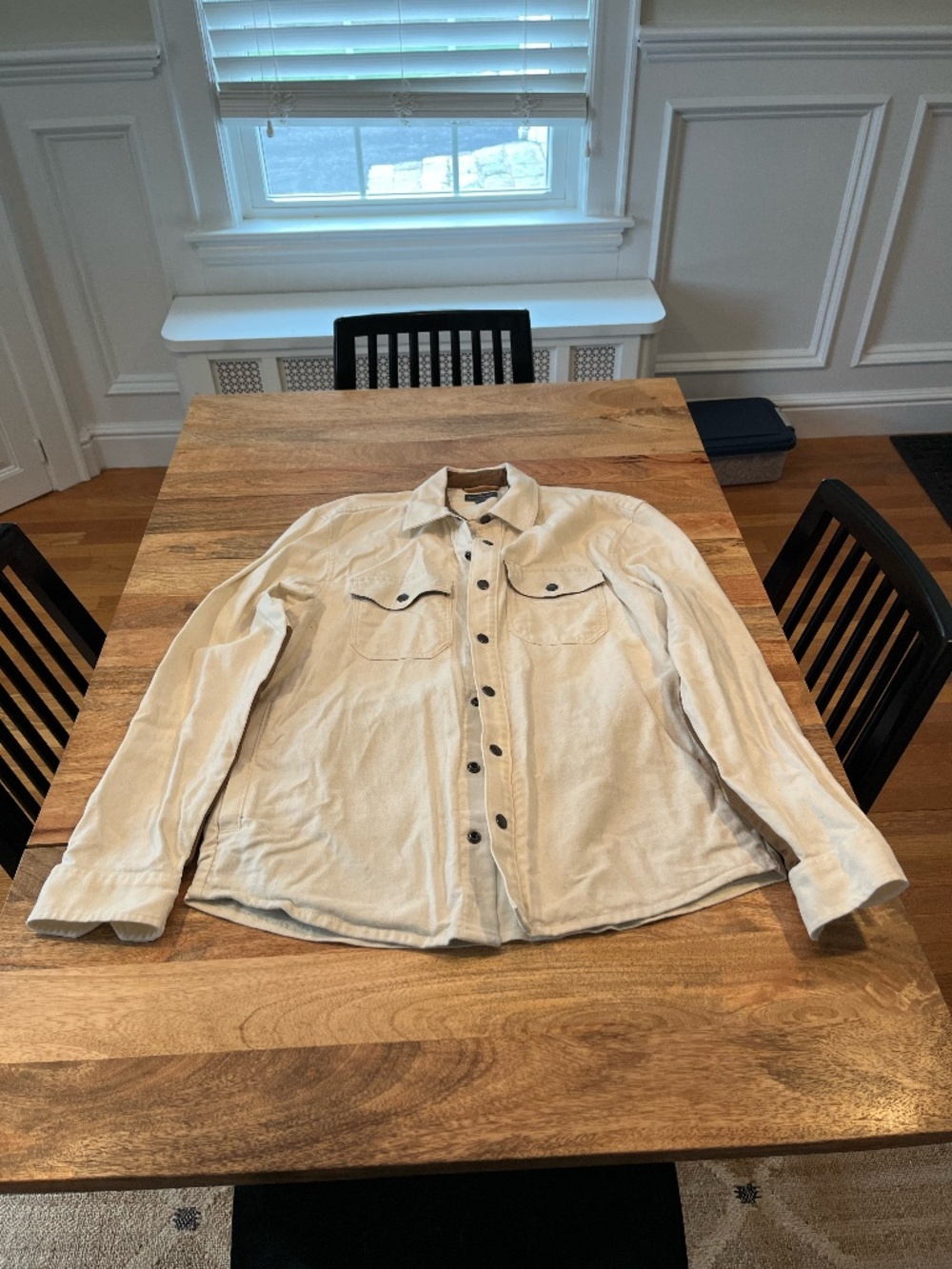 LLBean Signature Men's Button Down in Khaki with Brown Details Size M